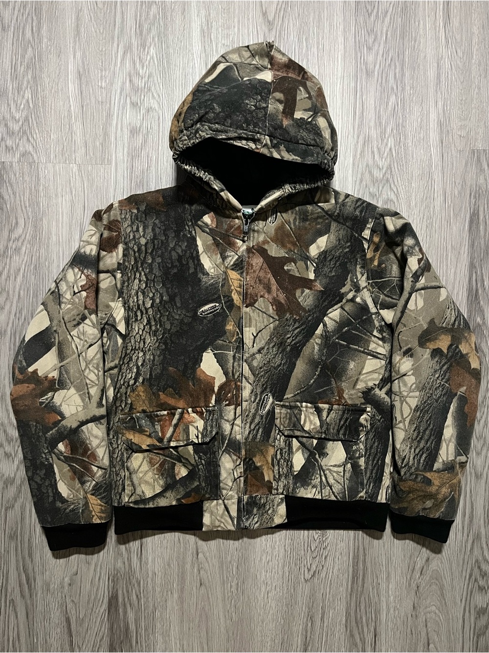 Realtree hardwoods youth M–L camo hunting insulated full zip jacket size 12/14
